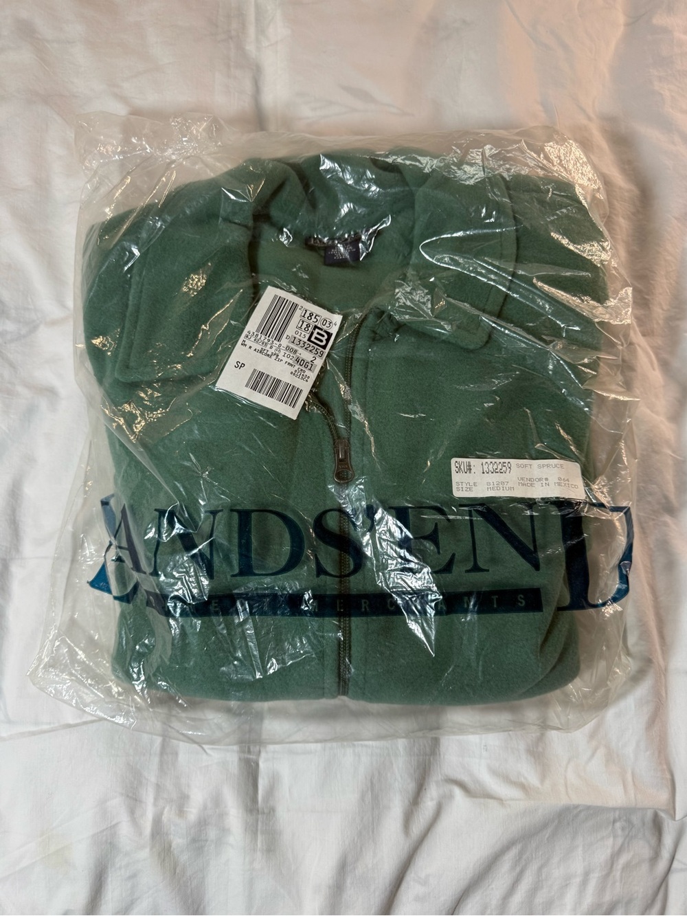 Lands' End Seafoam Green Fleece Full-Zip Jacket NWT Size Large - Picture 7 of 7